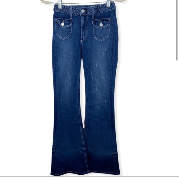 Revolve Tularosa Penelope Flare Jeans Ankara Braided Bellbottom Size 26 Bohemian - Picture 2 of 3